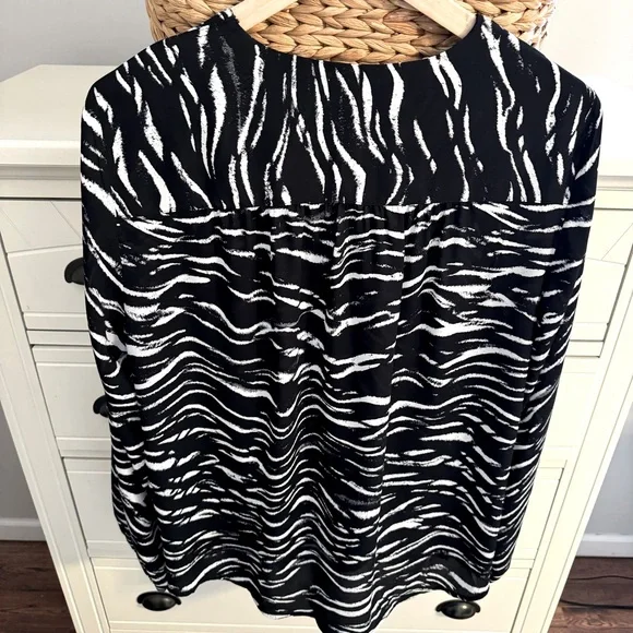 Black and White Zebra Print Women's Top - Picture 8 of 13